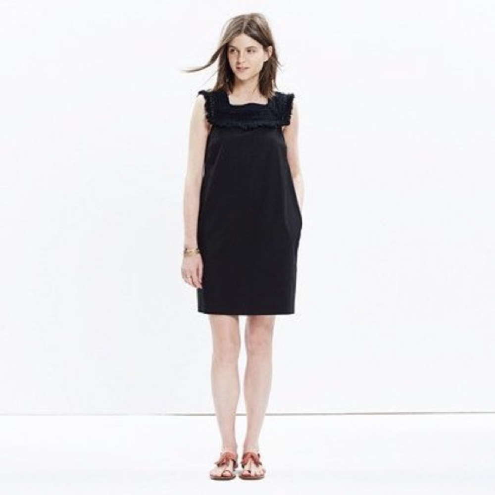 Black fringe Madewell dress NWT
